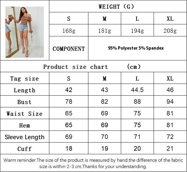 Women's Ruffle Off Shoulder Top Long Sleeve Casual Slim Fit Shirts