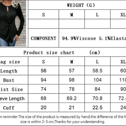 Women's Front Twist Ruched Shirts Cut Out Crewneck Long Sleeve Asymmetrical Blouse