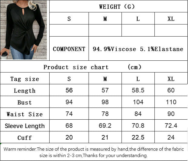 Women's Front Twist Ruched Shirts Cut Out Crewneck Long Sleeve Asymmetrical Blouse