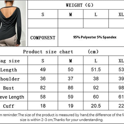 Womens Boat Neck Long Sleeve Tops Fitted Backless Ruched Slit Asymmetrical Hem T-Shirts