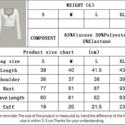 Women Going Out Crop Tops Square Neck Long Sleeve Slim Fitted T Shirt