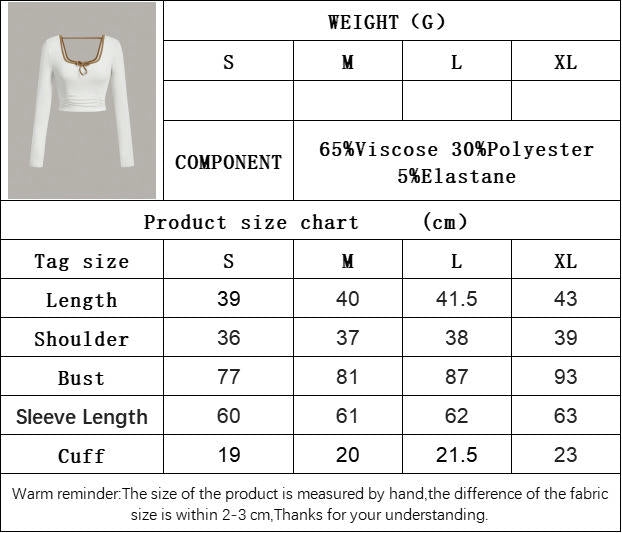 Women Going Out Crop Tops Square Neck Long Sleeve Slim Fitted T Shirt