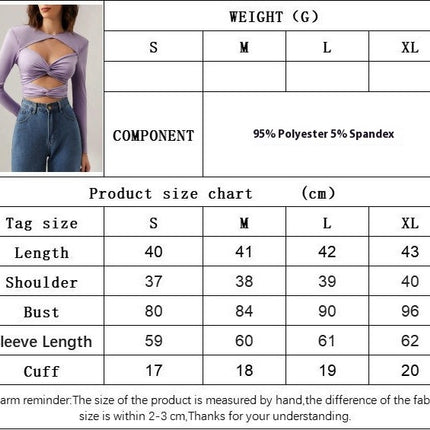 Women's Crewneck Twist Front Ruched Cut Out Long Sleeve T-Shirts Fitted Crop Tops