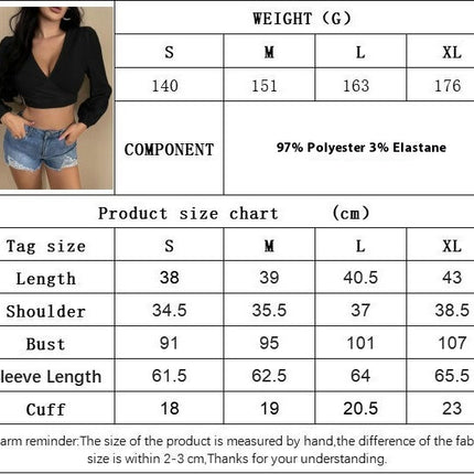 Womens Backless Long Sleeve Crop Top V Neck Sexy Tie Back Shirt