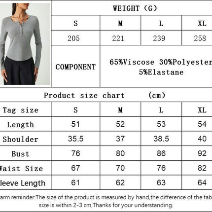 Women's Long Sleeve Henley Slim Fit T-Shirt Crew Neck Casual Tops