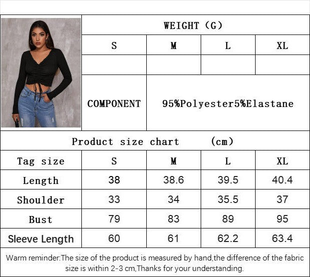 Women's Lettuce Trim T Shirt Drawstring Ruched V Neck Long Sleeve Crop Top