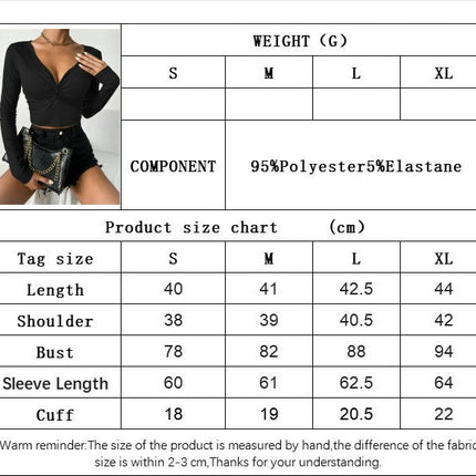 Long Sleeve Crop Tops for Women Twist Front V Neck Sexy Going Out T Shirt