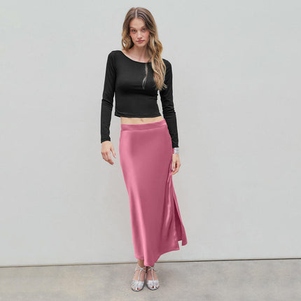 Women Sexy Backless Long Sleeve Slim Fit Crewneck Casual Crop Top
