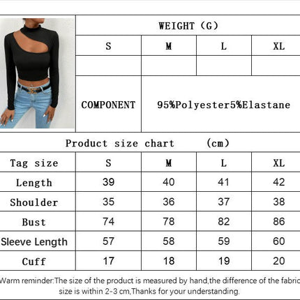 Women's Sexy Front Cutout Mock Neck Long Sleeve Slim T-Shirt Crop Top