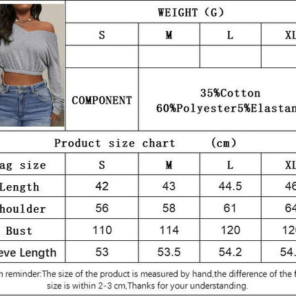 Womens Off The Shoulder Sweatshirt Sexy V Neck Long Sleeve Crop Tops