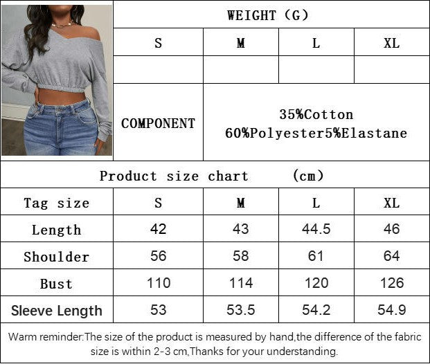 Womens Off The Shoulder Sweatshirt Sexy V Neck Long Sleeve Crop Tops