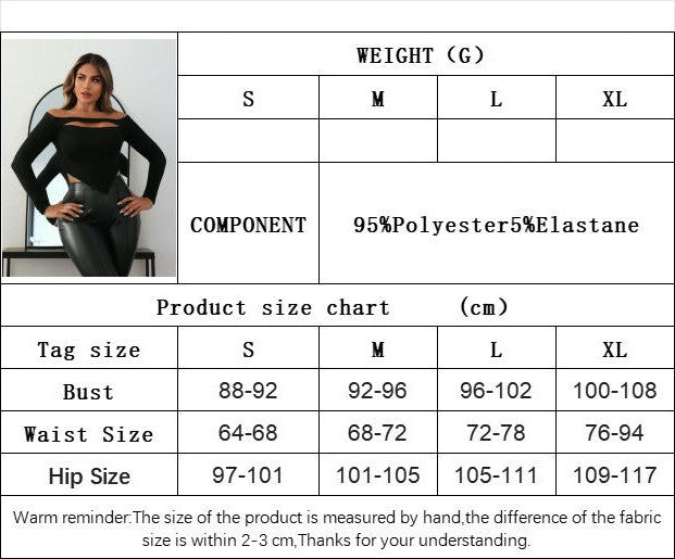 Women's Sexy Cut Out Crop Top Long Sleeve Off Shoulder Slim Fitted T Shirt