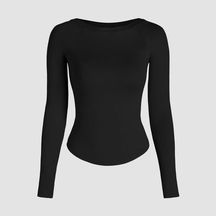 Women's Basic Solid Lightweight Long Sleeve T Shirts Crew Neck Slim Fitted Top