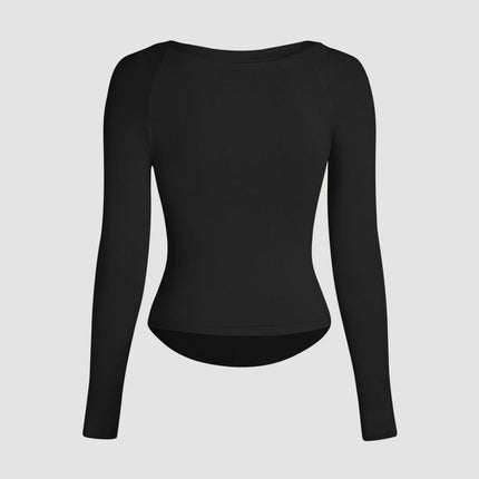 Women's Basic Solid Lightweight Long Sleeve T Shirts Crew Neck Slim Fitted Top