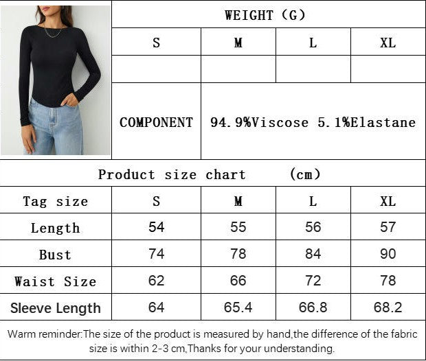 Women's Basic Solid Lightweight Long Sleeve T Shirts Crew Neck Slim Fitted Top