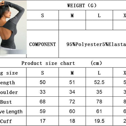 Women's Backless Long Sleeve Crop Top Sexy Scoop Neck Slim Fit T Shirt