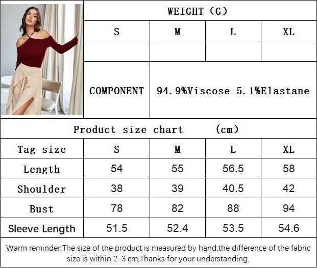Women's Spaghetti Halter Off Shoulder Long Sleeve Top Sexy Slim Fit Going Out Shirts