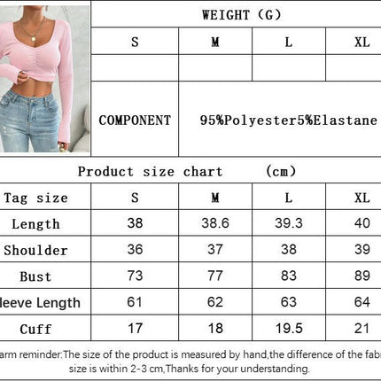 Women's Long Sleeve V Neck Ruched T Shirts Slim Fit Going Out Crop Tops