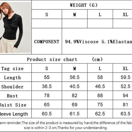 Women's Ruched Cowl Neck Long Sleeve T Shirt Casual Slim Fit Tee Tops