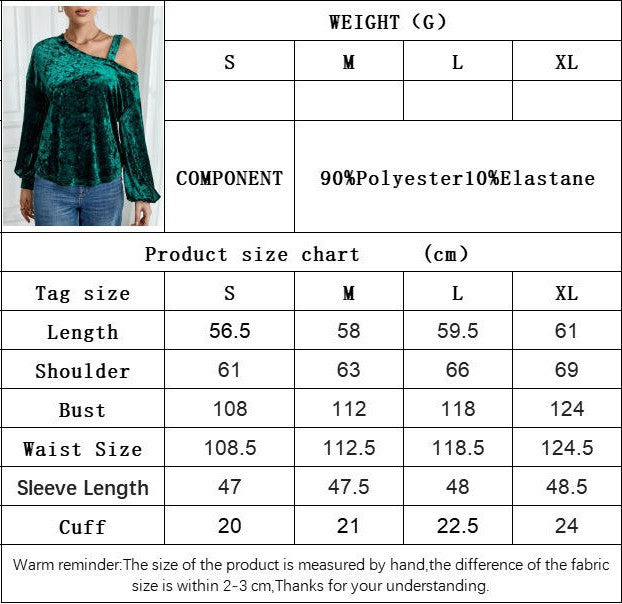 Womens Velvet Long Sleeve Tops Cold Shoulder Sexy Casual T-Shirts