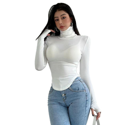 Women's Long Sleeve Turtle Neck T Shirts Tight Fitted Going Out Tops