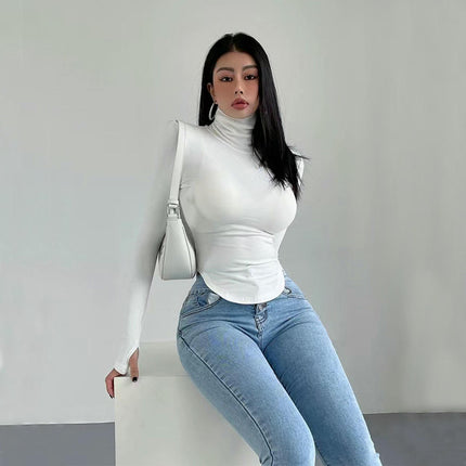 Women's Long Sleeve Turtle Neck T Shirts Tight Fitted Going Out Tops