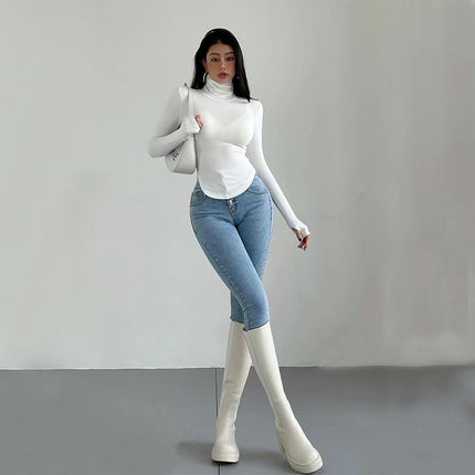 Women's Long Sleeve Turtle Neck T Shirts Tight Fitted Going Out Tops