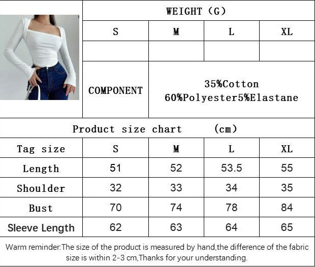Women Long Sleeve Crop Tops Shirts Square Neck Tight Fitted Going Out T-Shirt
