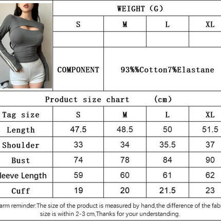 Women's Long Sleeve Crop Top Sexy Crew Neck Cutout Slim Fit Tee Shirt