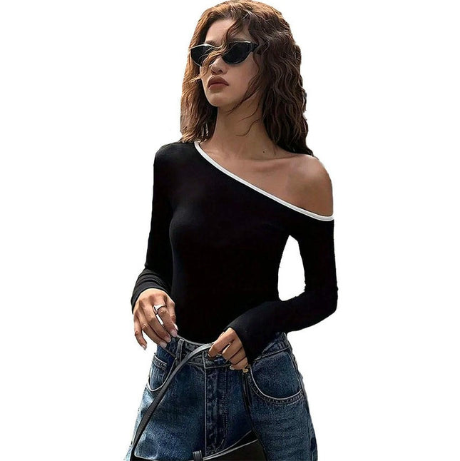 Women's Off The Shoulder Shirt Long Sleeve Going Out Slim Fit Tops