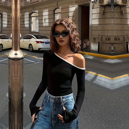 Women's Off The Shoulder Shirt Long Sleeve Going Out Slim Fit Tops