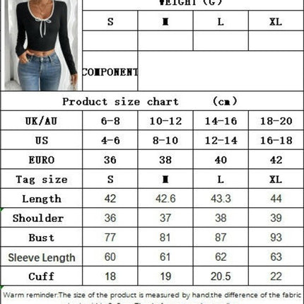 Women's Colorblock Bow Scoop Neck Shirts Long Sleeve Slim Fit Crop Top