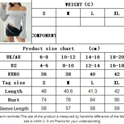 Women's Off The Shoulder Bell Long Sleeve Top Asymmetrical Hem Knit Blouse
