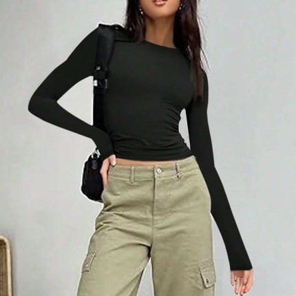 Long Sleeve T Shirts for Women Basic Crew Neck Going Out Stretchy Slim Tops