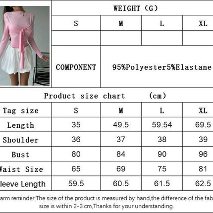 Women's Casual Long Sleeve Crew Neck Tie Front Slim Fit Going Out Tops Tshirt