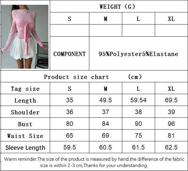 Women's Casual Long Sleeve Crew Neck Tie Front Slim Fit Going Out Tops Tshirt
