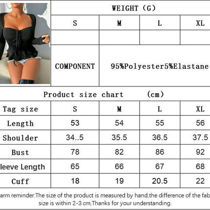 Women's Sexy Sweetheart Neck Tie Front T Shirts Long Sleeve Ruffle Hem Crop Top