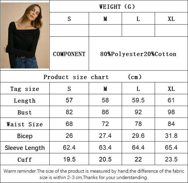 Women's Long Sleeve Asymmetric Neck Going Out Crop Tops Sexy Twist Front Slim T-Shirt