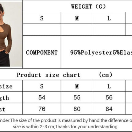 Women's Cut Out T Shirts Long Sleeve Crew Neck Casual Slim Fitted Going Out Crop Tops