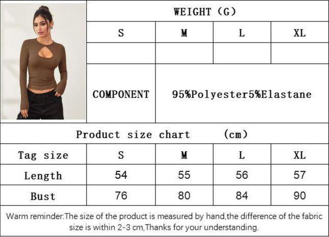Women's Cut Out T Shirts Long Sleeve Crew Neck Casual Slim Fitted Going Out Crop Tops