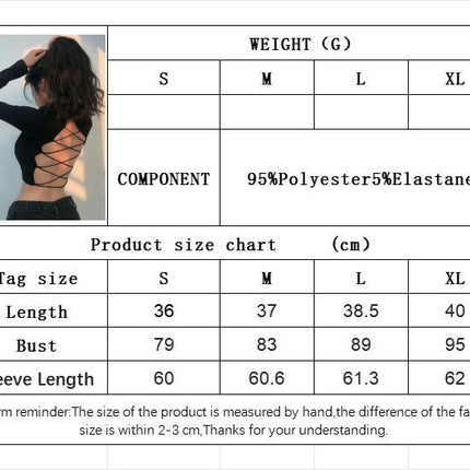 Women's Sexy Backless Crisscross Lace Up Back T-Shirts Long Sleeve Mock Neck Slim Fitted Crop Top