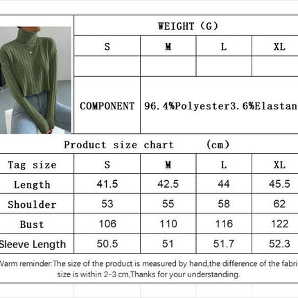 Women's Knitted Sweater Turtleneck Long Sleeve Sexy Loose Pullover Lightweight Crop Top