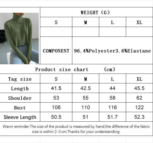 Women's Knitted Sweater Turtleneck Long Sleeve Sexy Loose Pullover Lightweight Crop Top