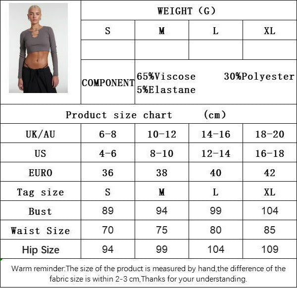Women's Cutout Crop Tops Basic Long Sleeve Round Neck Slim Fit T-Shirts