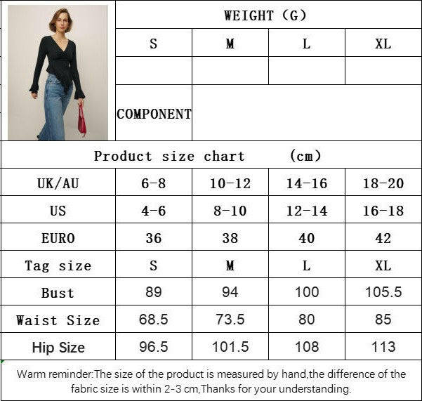 Women's V Neck Bell Long Sleeve Blouse Asymmetric Peplum Ruffle Hem Tunic Top