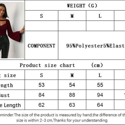 Women's Bell Long Sleeve Slim Fit Crop Top Cut Out Sweetheart Neck T Shirt