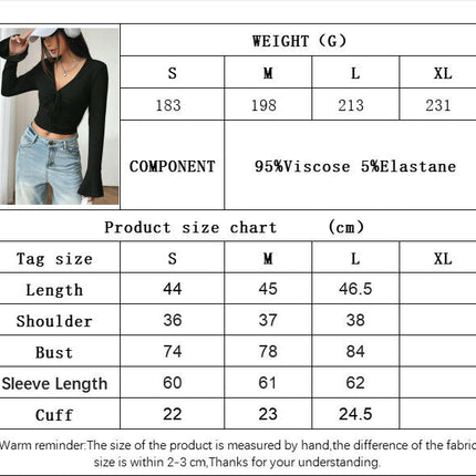 Women's Sexy Tie V Neck Bell Long Sleeve Slim Fitted T Shirts Going Out Crop Tops