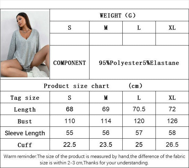 Women's V Neck Long Sleeve T Shirts Casual Loose Tops Fall Fashion Basic Blouses