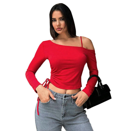 Womens Off The Shoulder Tops Long Sleeve Basic Going Out T Shirts