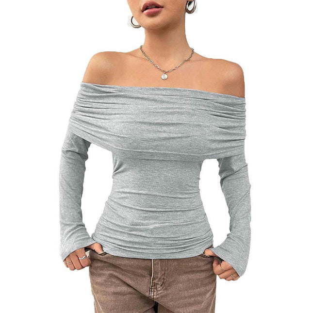 Women's Sexy Off Shoulder Tops Slim Fit Long Sleeves Spring Fall Going Out T-Shirt
